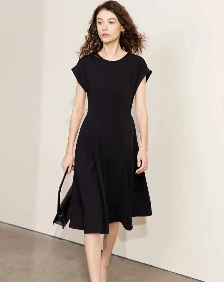 Black Minimalism Elegant Midi Dress