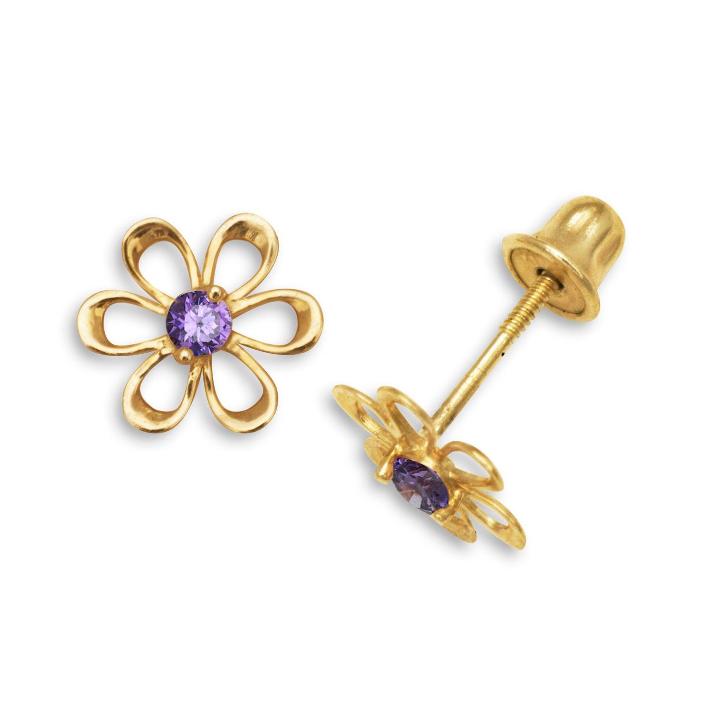 Solid Gold Stud Flower Zircon Earrings 925 Sterling Silver Rhodium Plated Flower Stud Earring