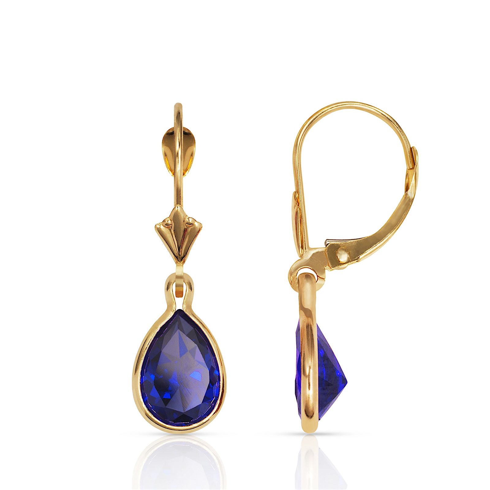 Gemstone Drop Earrings Leverback 14K Gold - BEYOND