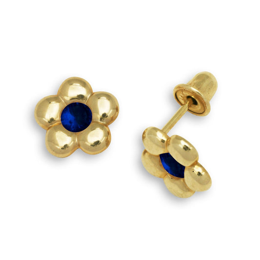 Solid Gold Stud Flower Earrings 925 Sterling Silver Rhodium Plated Flower Stud Earrings