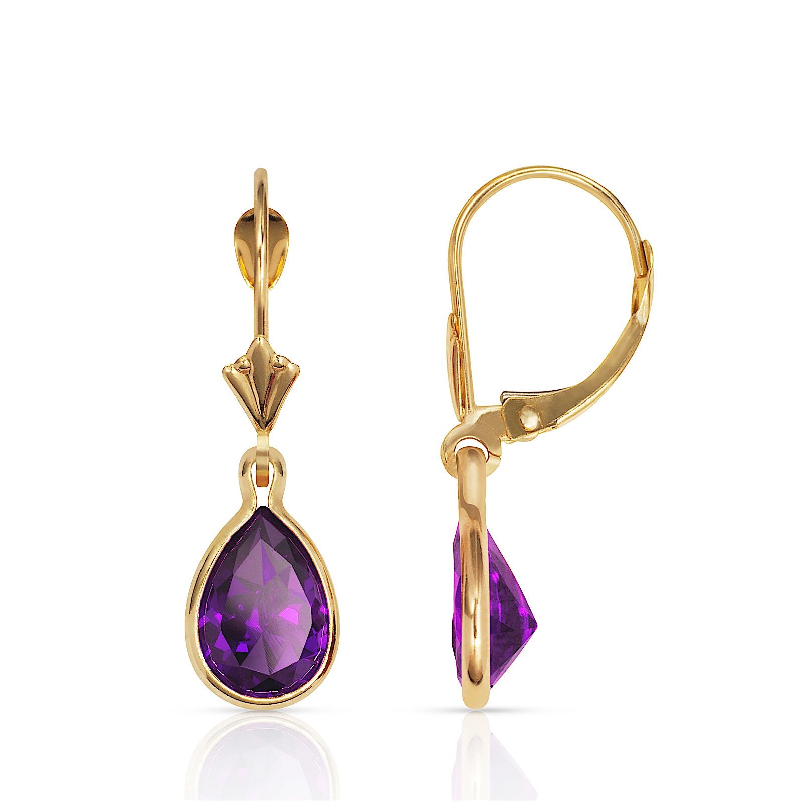 Gemstone Drop Earrings Leverback 14K Gold - BEYOND