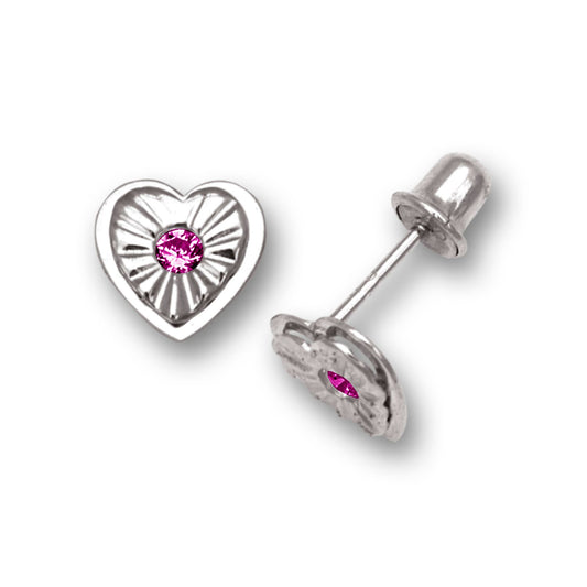 14K Gold Heart Zircon Stud Earrings