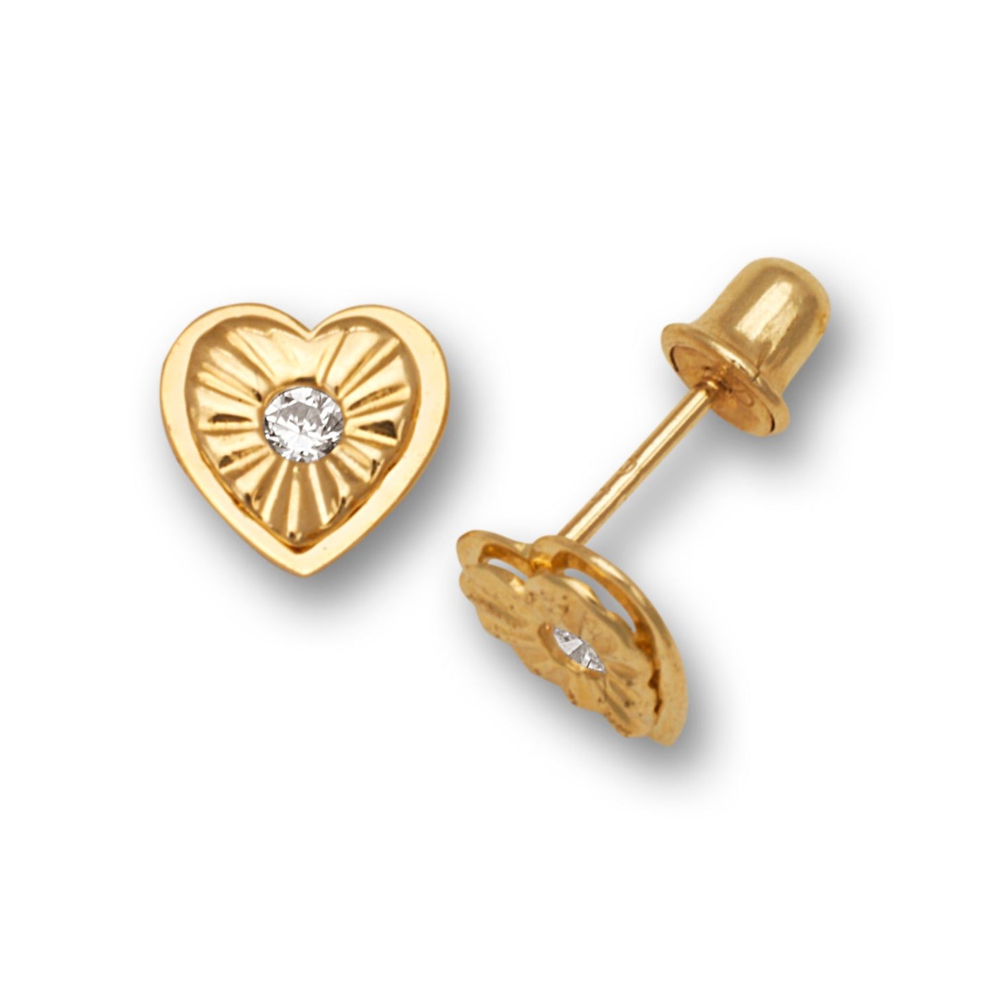 Solid Gold Stud Heart Zircon Earrings 925 Sterling Silver Rhodium Plated Heart Stud Earring