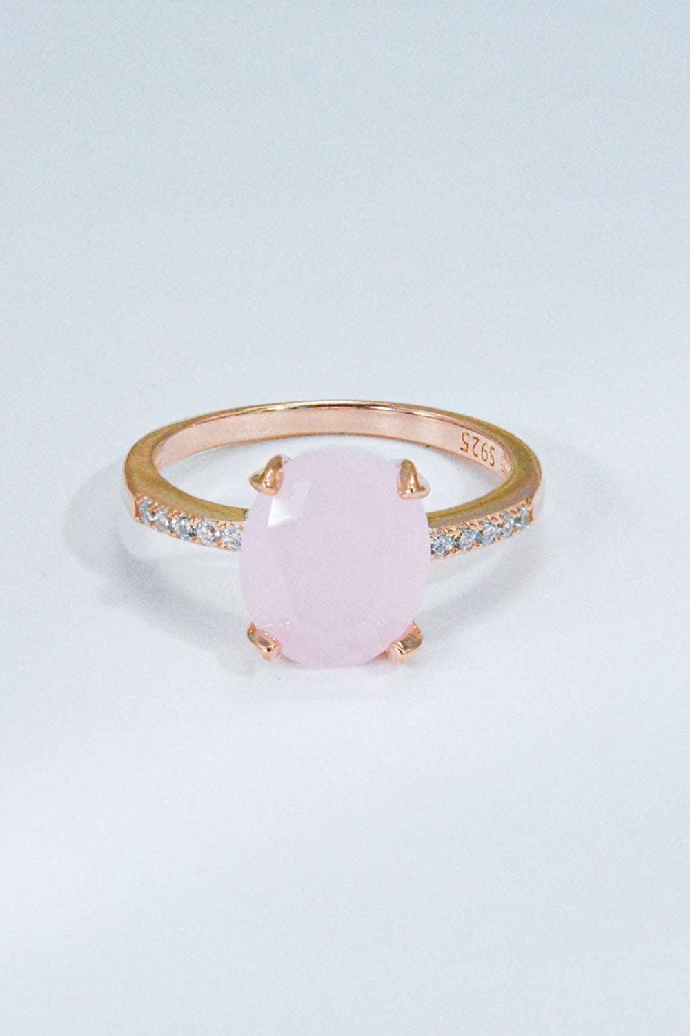 18K Rose Gold Plater Silver Pink Quartz Gemstone Ring - BEYOND