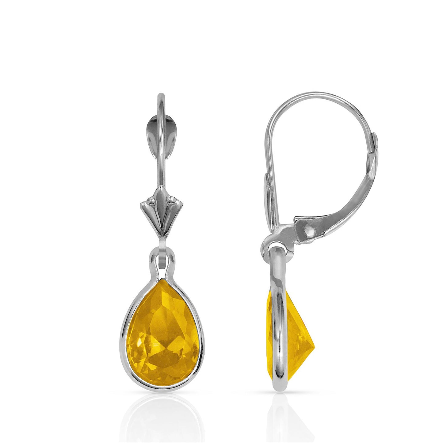 Gemstone Drop Earrings Leverback 14K Gold