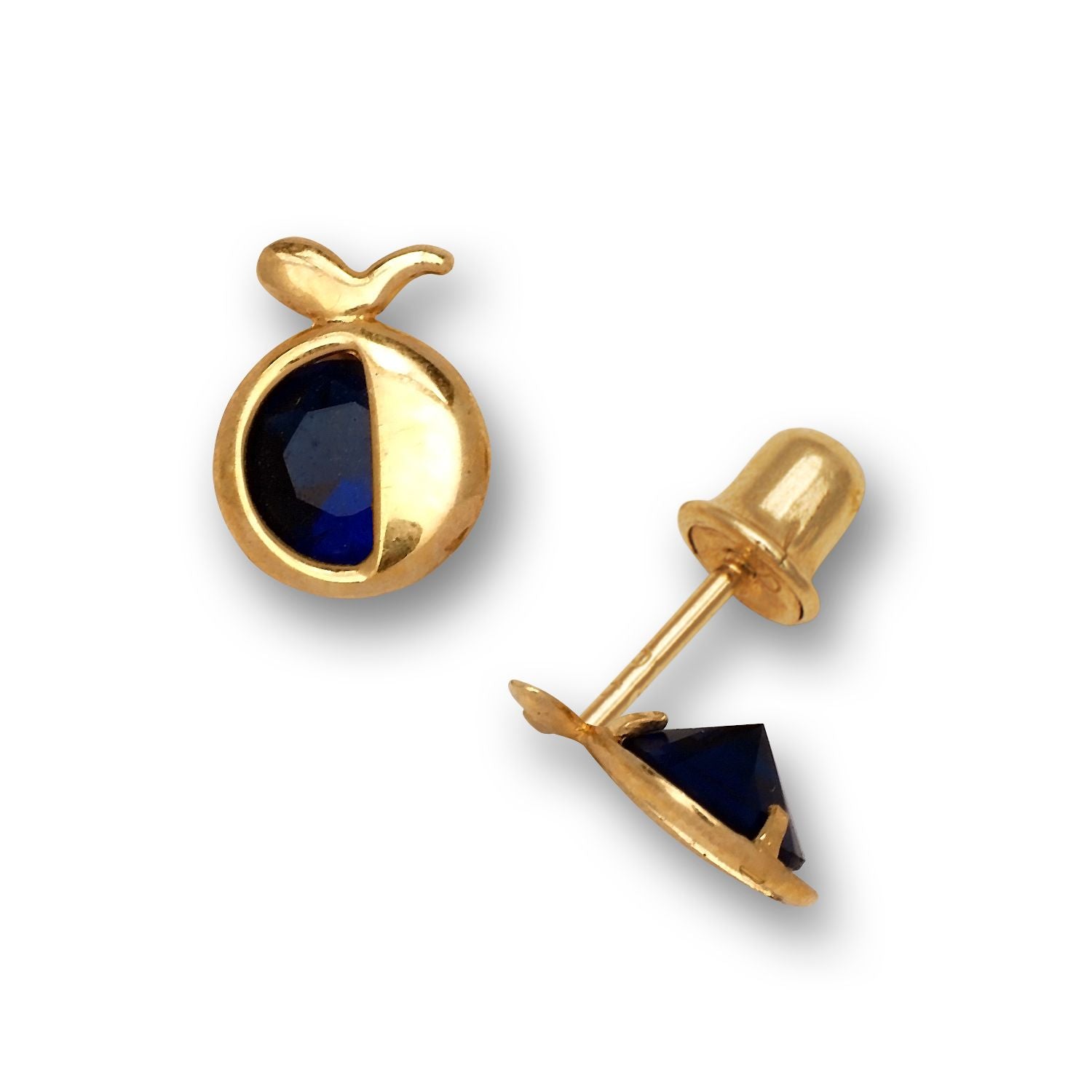 14K Solid Gold Stud Inlaid Zircon Garnet Earrings - BEYOND