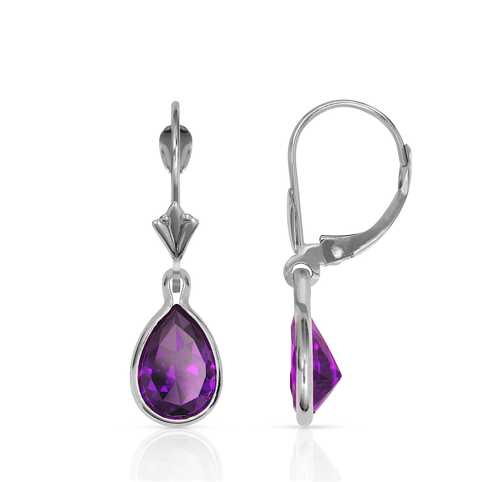 Gemstone Drop Earrings Leverback 14K Gold - BEYOND