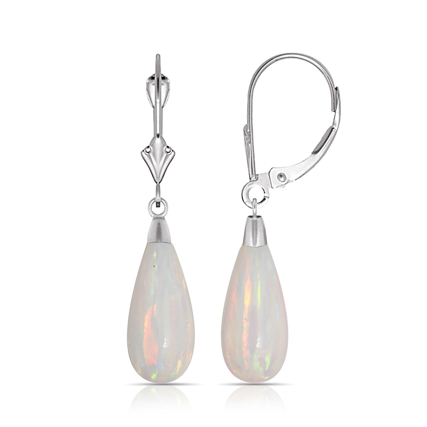 Opal Drops Levender Earrings 14K White Gold