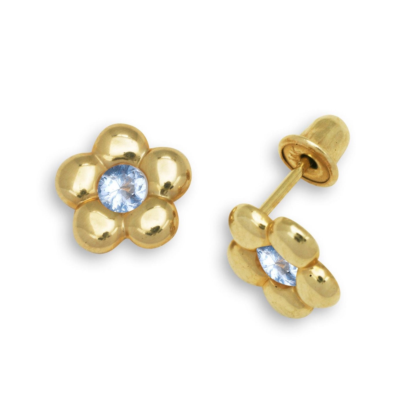 Solid Gold Stud Flower Earrings 925 Sterling Silver Rhodium Plated Flower Stud Earrings