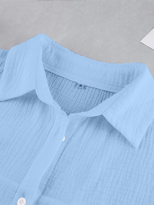 Texture Button Up Long Sleeve Shirt and Pants Set