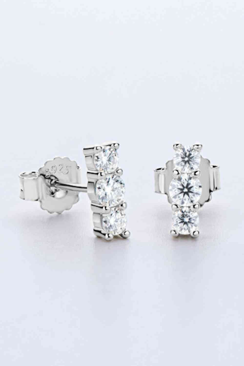 Heartbeat Rhythm 925 Sterling Silver Moissanite Stud Earrings - BEYOND