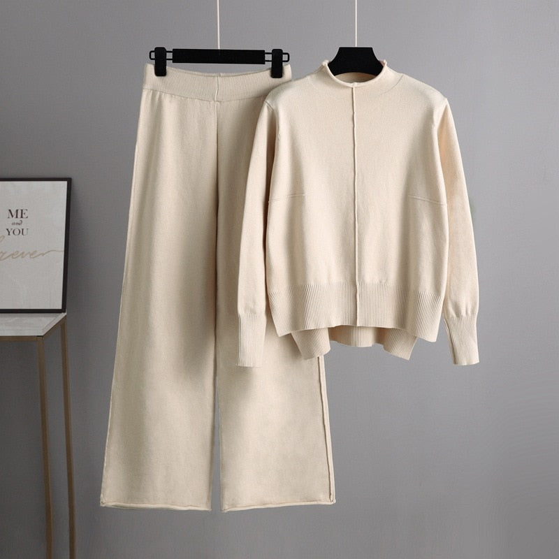 Turtleneck Sweater & High Waist Pants Set