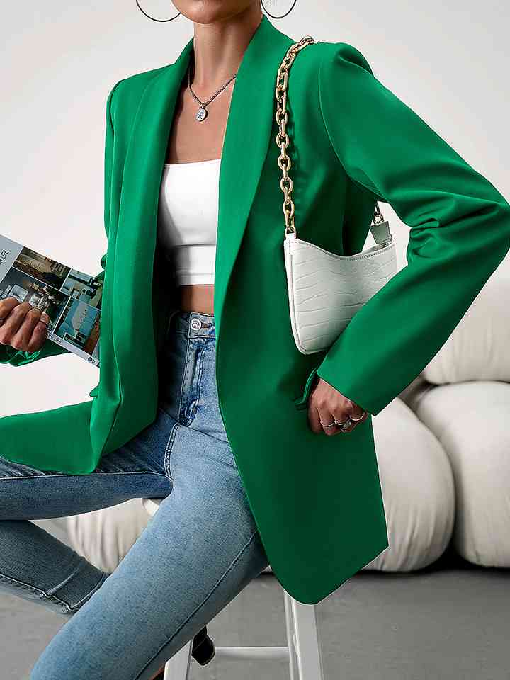 Lapel Collar Long Sleeve Blazer - BEYOND FASHION