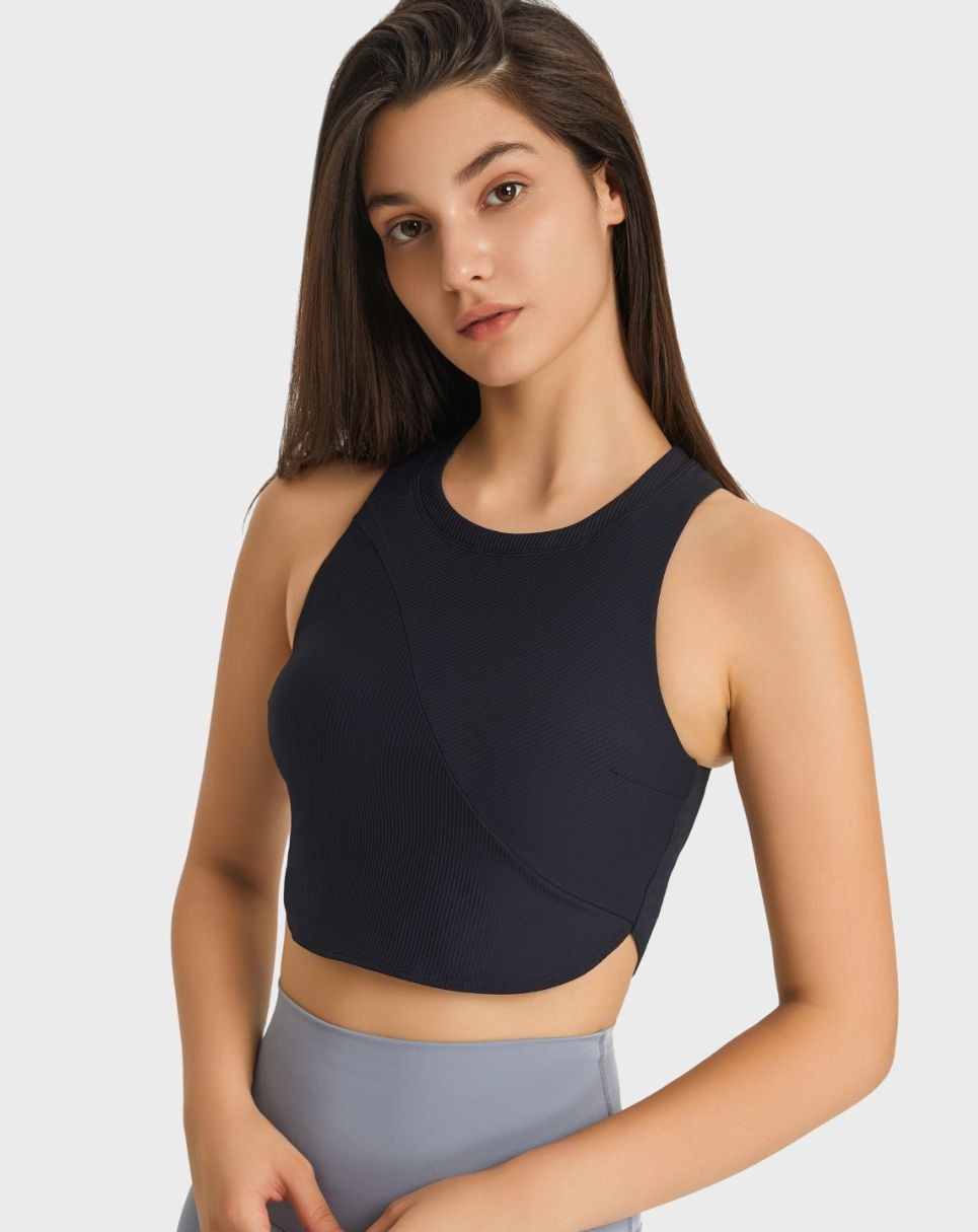 Racerback Hem Detail Sports Bra - BEYOND FASHION