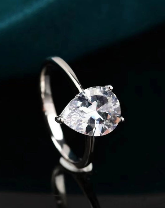 Classic Teardrop Moissanite Ring