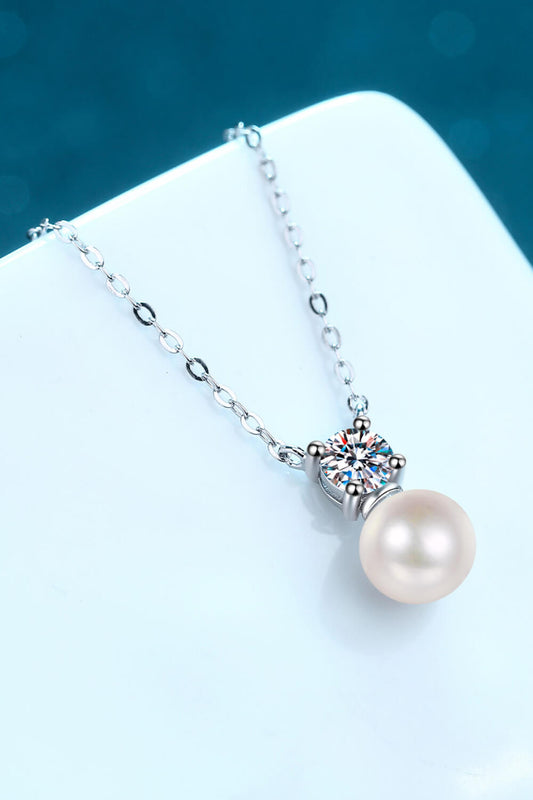 925 Sterling Silver Pearl Moissanite Necklace - BEYOND