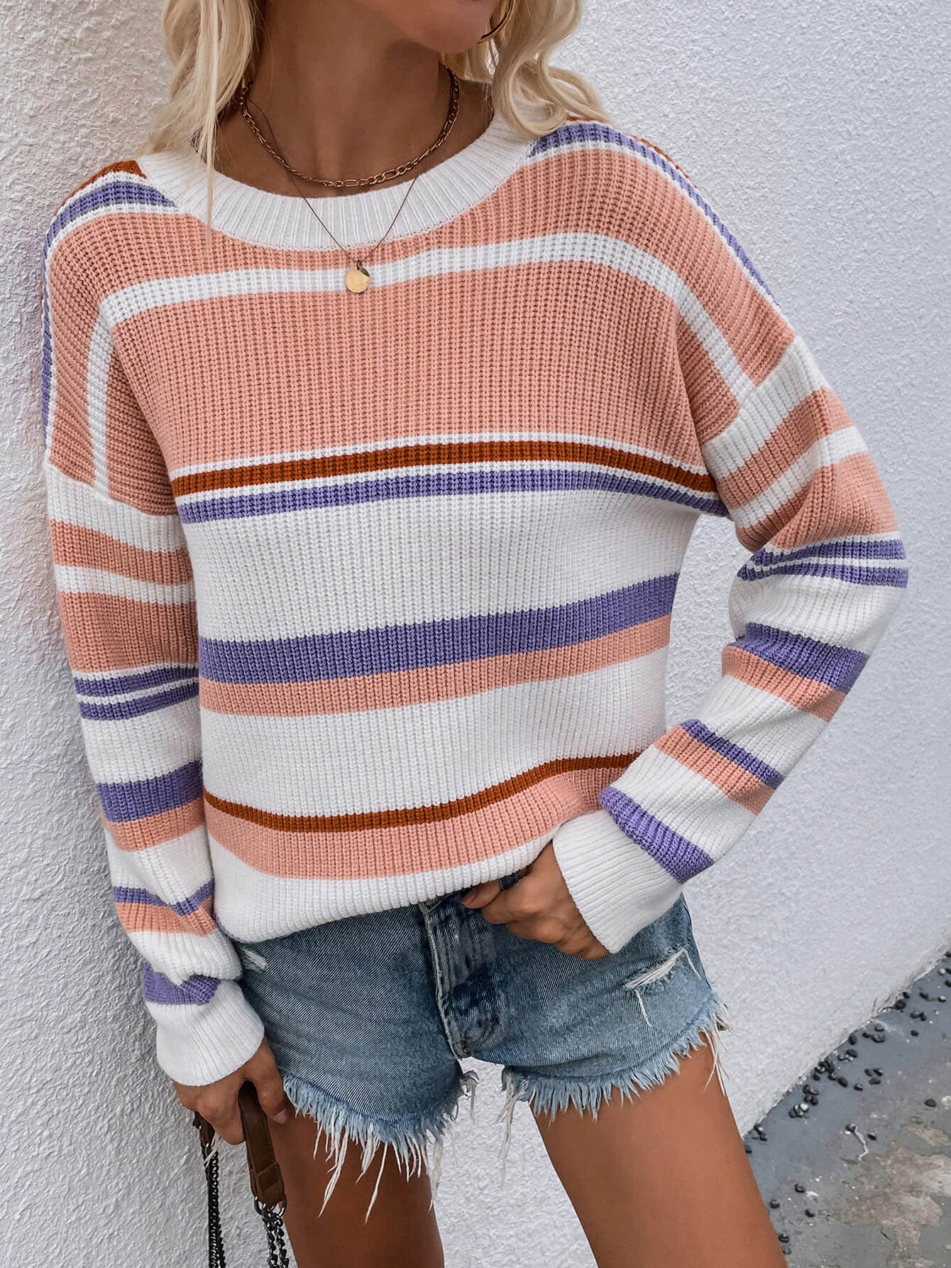 Striped Round Neck Sweater