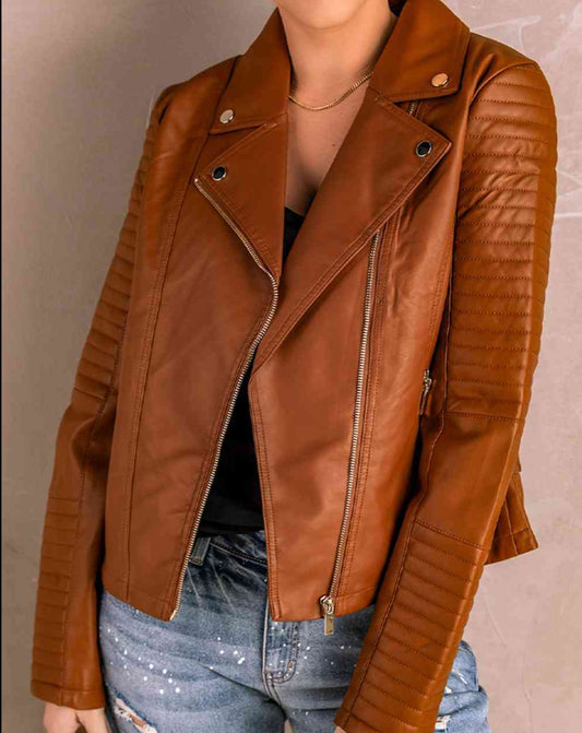 Ribbed Faux Leather Jacket