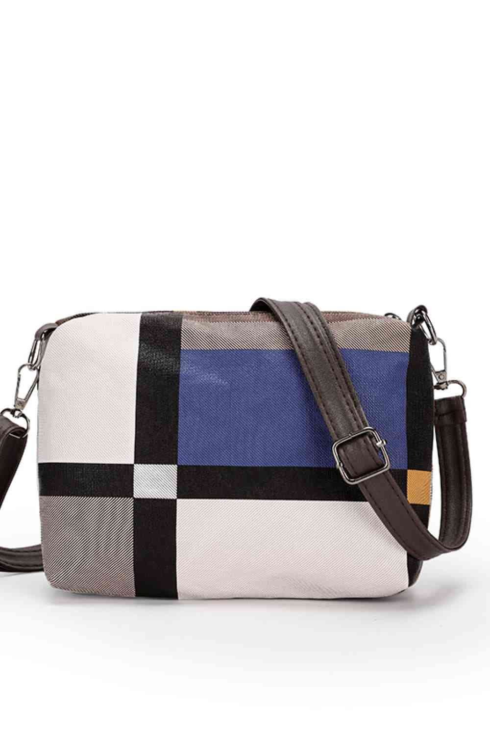 Color Block PU Leather Bag Set - 4-Piece