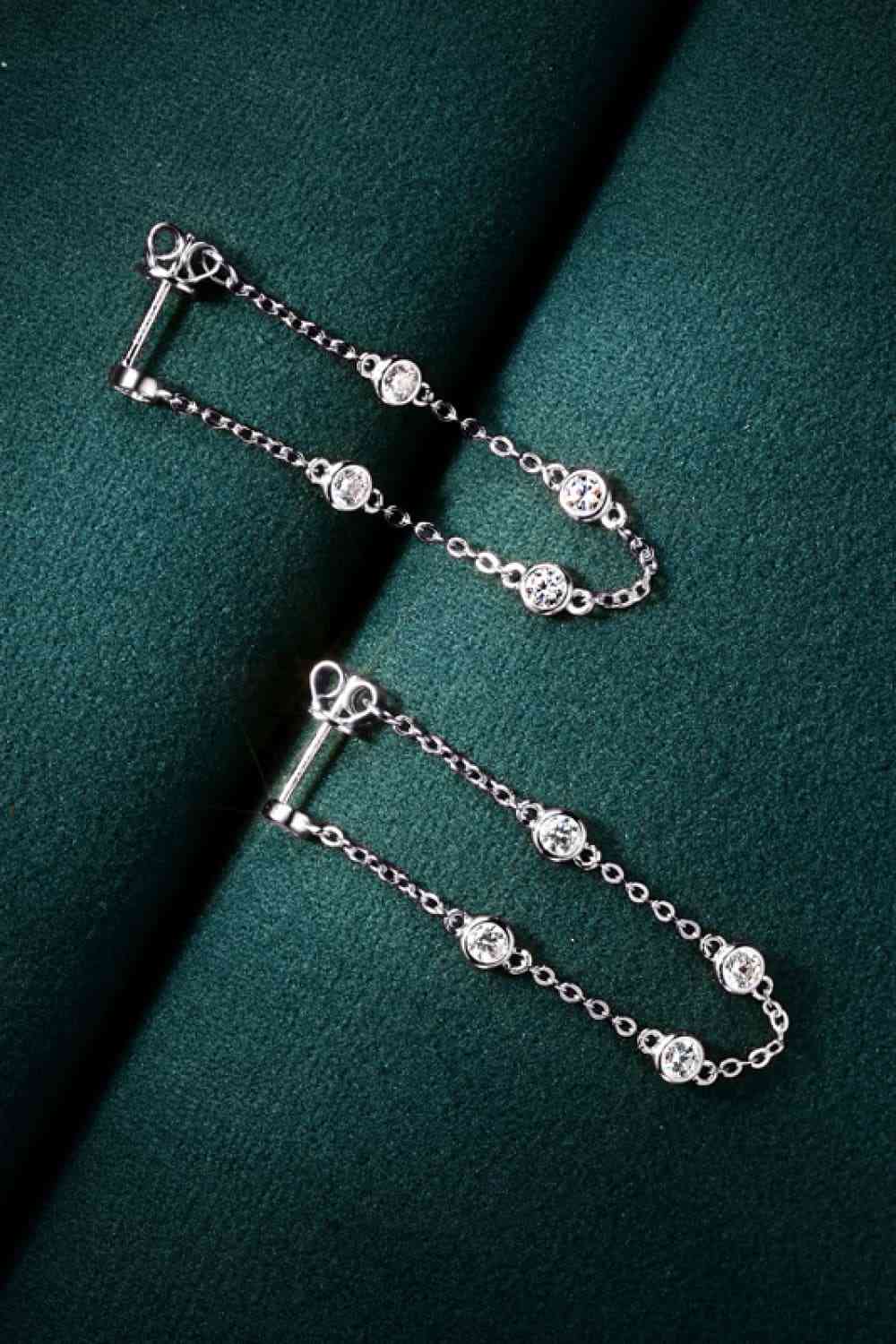 1 Carat Moissanite 925 Sterling Silver Chain Earrings - BEYOND