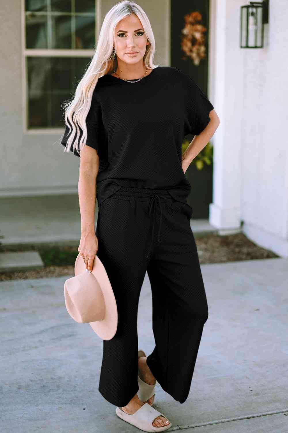 Short Sleeve Top and Pants Set - BEYOND FASHION