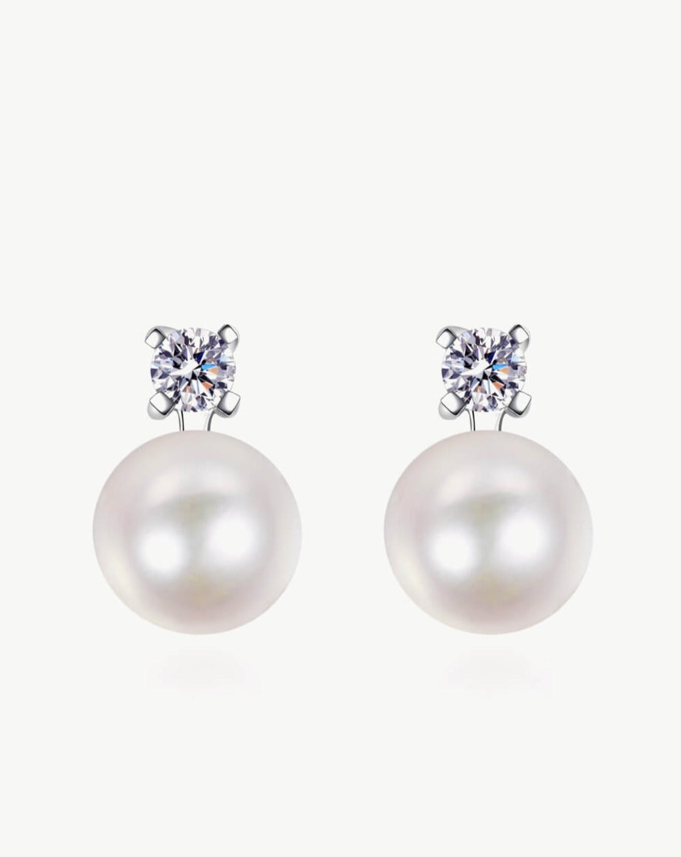 Moissanite Pearl Stud Earrings - BEYOND FASHION