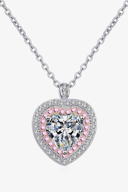 925 Sterling Silver 1 Carat Moissanite Heart Pendant Necklace
