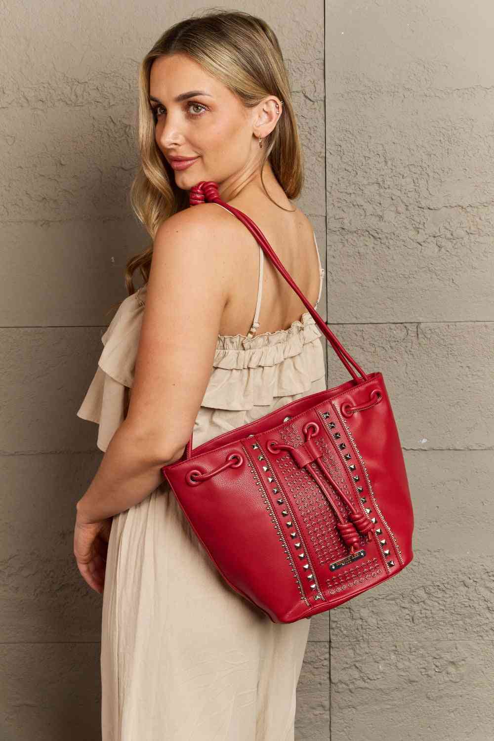 Nicole Lee USA Amy Studded Bucket Bag - BEYOND FASHION