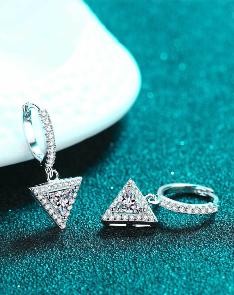 Moissanite Triangle Drop Earrings