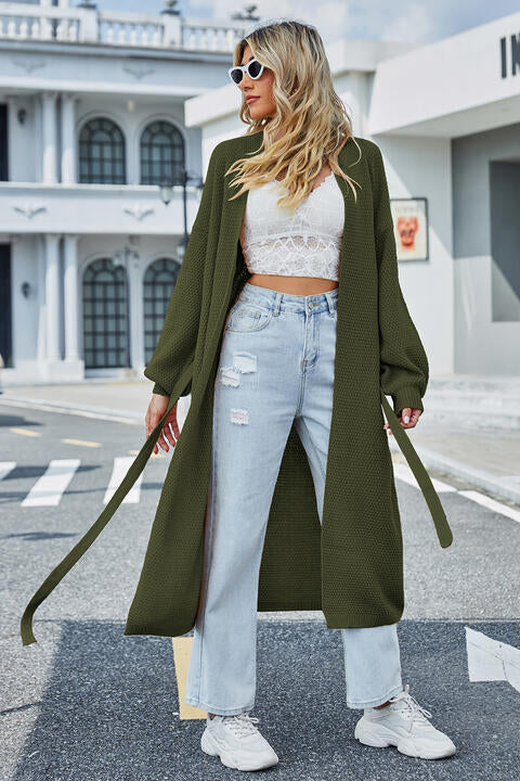 Tie Waist Longline Cardigan