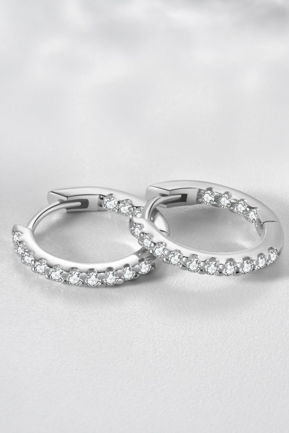 Inlaid Zircon 925 Sterling Silver Huggie Earrings - BEYOND