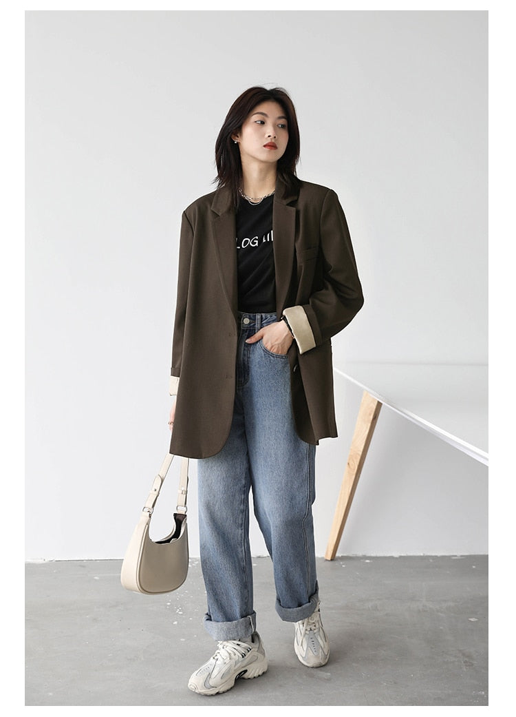 Casual Loose Oversized Two Pocket Blazer - BEYOND