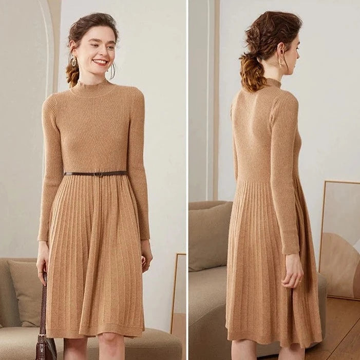 Cashmere, Turtleneck, Midi Dress - BEYOND