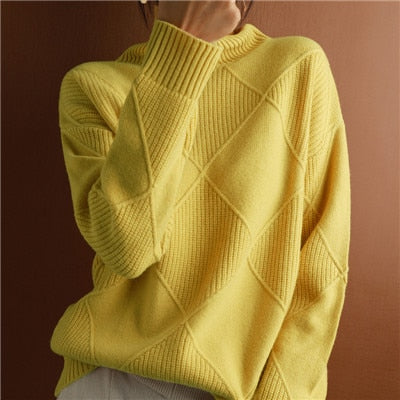 Long Sleeve Turtleneck Loose Sweater - BEYOND