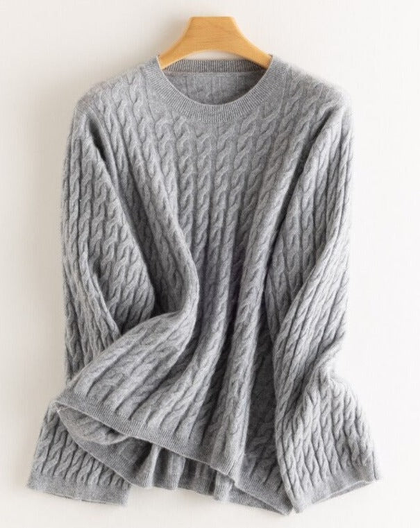 Long Sleeve Round Neck Cashmere Sweater - BEYOND