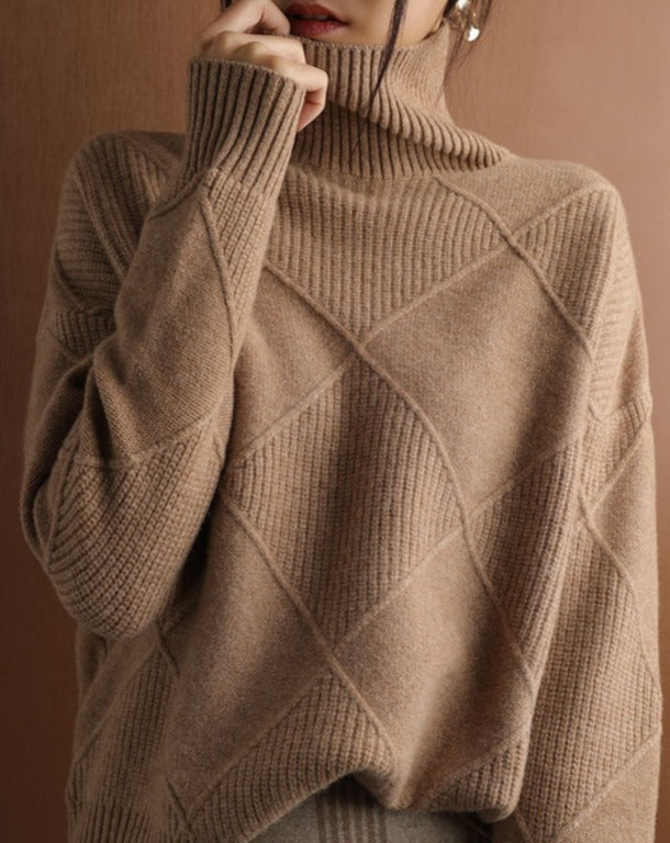 Long Sleeve Turtleneck Loose Sweater - BEYOND