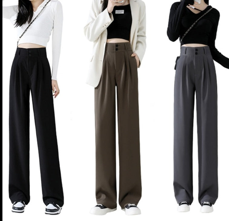 High Waist Wide Loose Solid Color Pants - BEYOND
