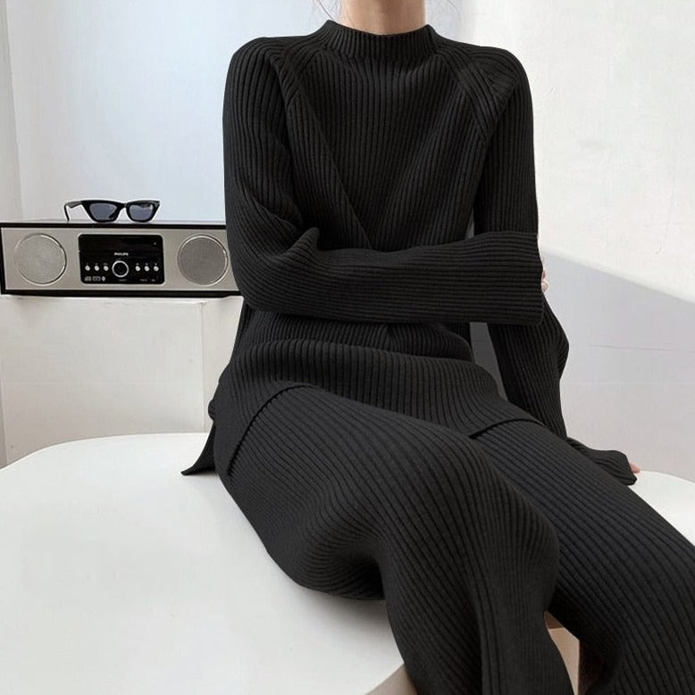 Cozy & Comfortable Ribbed Knit Sweater and Pants Set - BEYOND