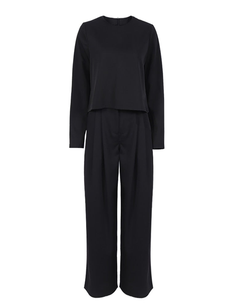 Wide Top And High Waist Wide Pants Suit