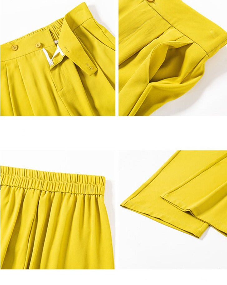 High Waist Wide Loose Solid Color Pants - BEYOND