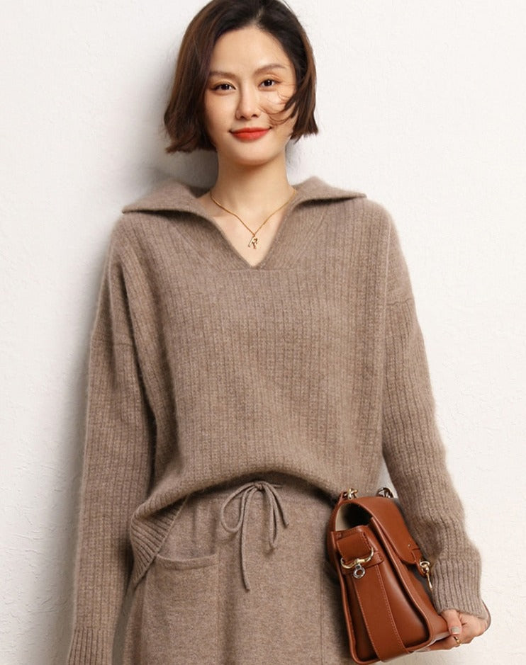Cashmere Oversized Collared Sweater - BEYOND