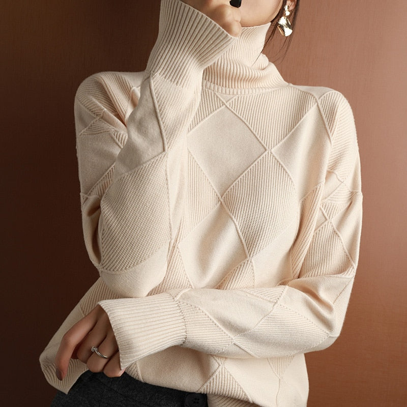 Long Sleeve Turtleneck Loose Sweater - BEYOND