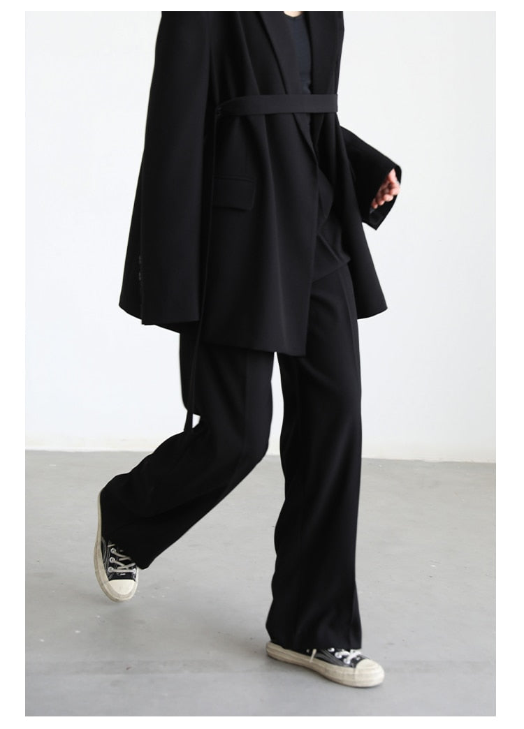 Loose Solid High Waist Straight Wide Pants - BEYOND