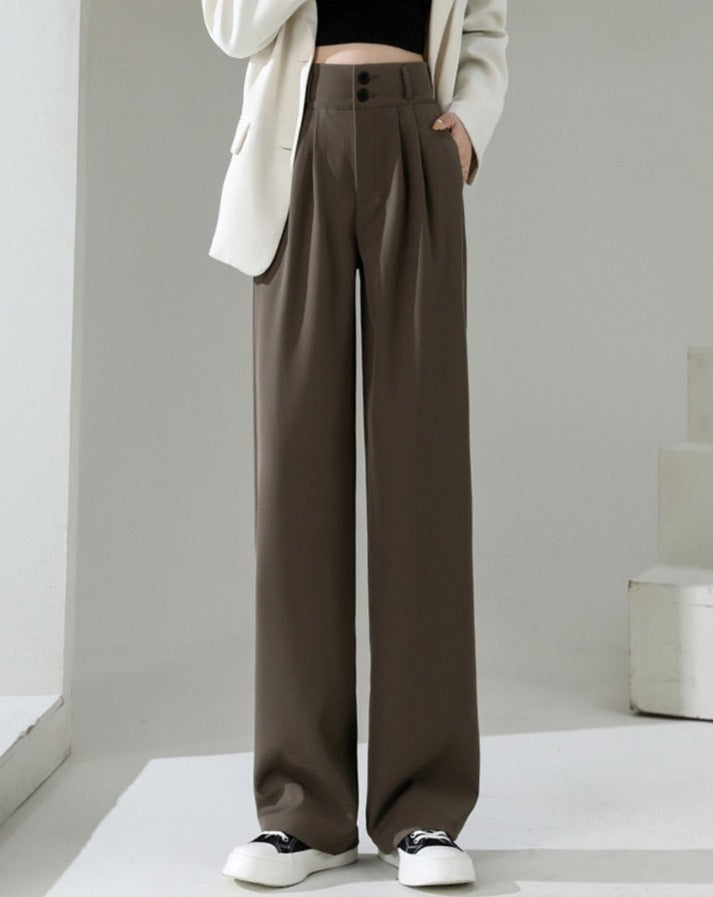 High Waist Wide Loose Solid Color Pants - BEYOND