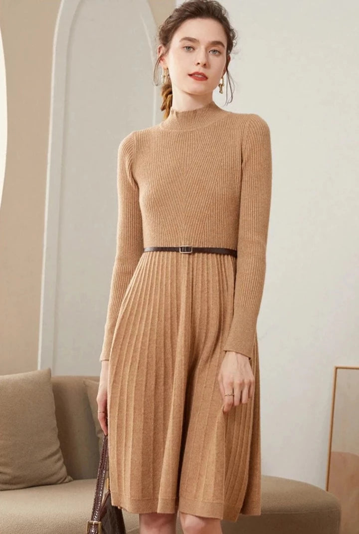 Cashmere, Turtleneck, Midi Dress - BEYOND