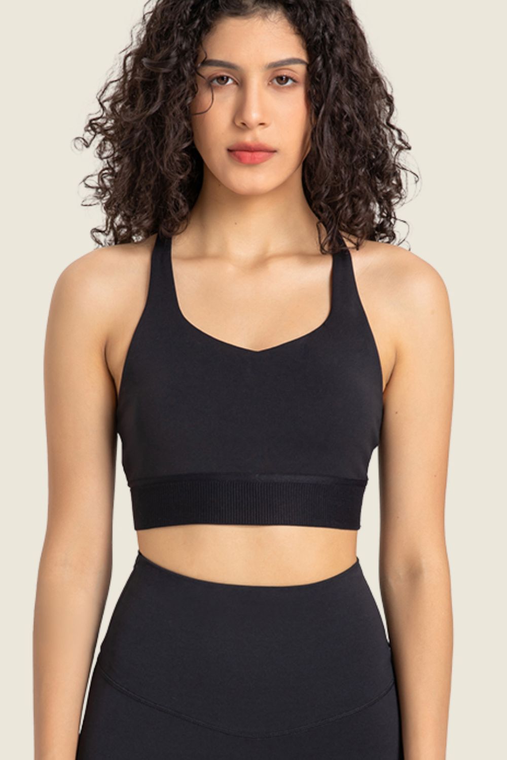 Racerback Halter Neck Sports Bra - BEYOND FASHION