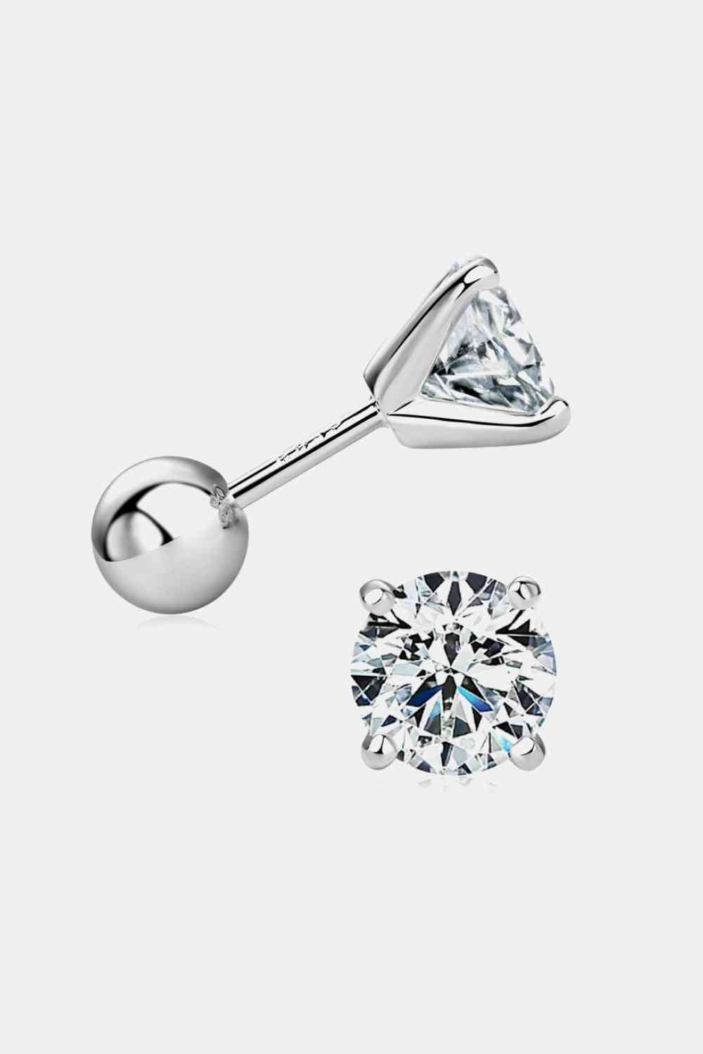 2 Carat Moissanite 925 Sterling Silver Stud Earrings - BEYOND FASHION