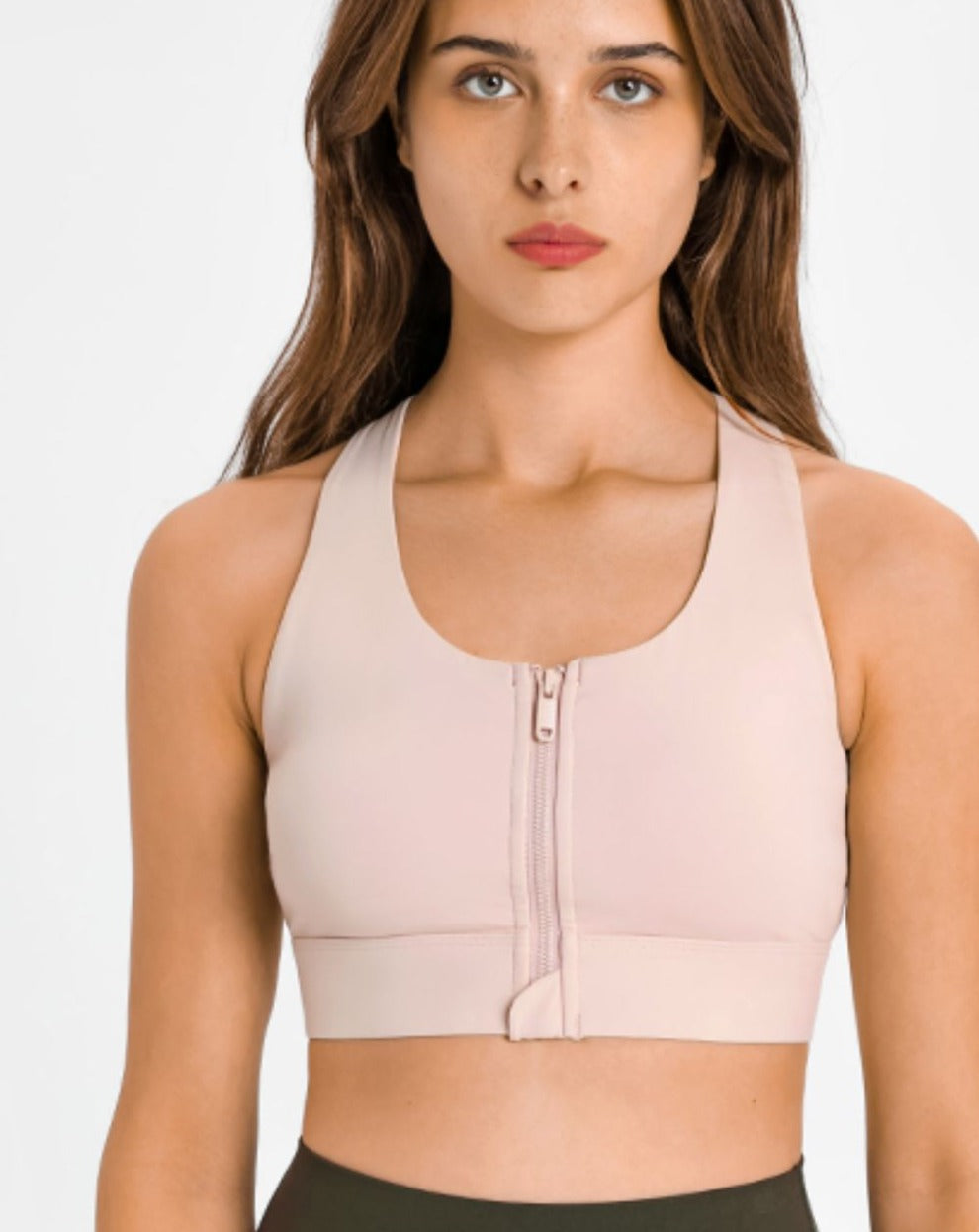 Zip Up Racerback Sports Bra - BEYOND FASHION