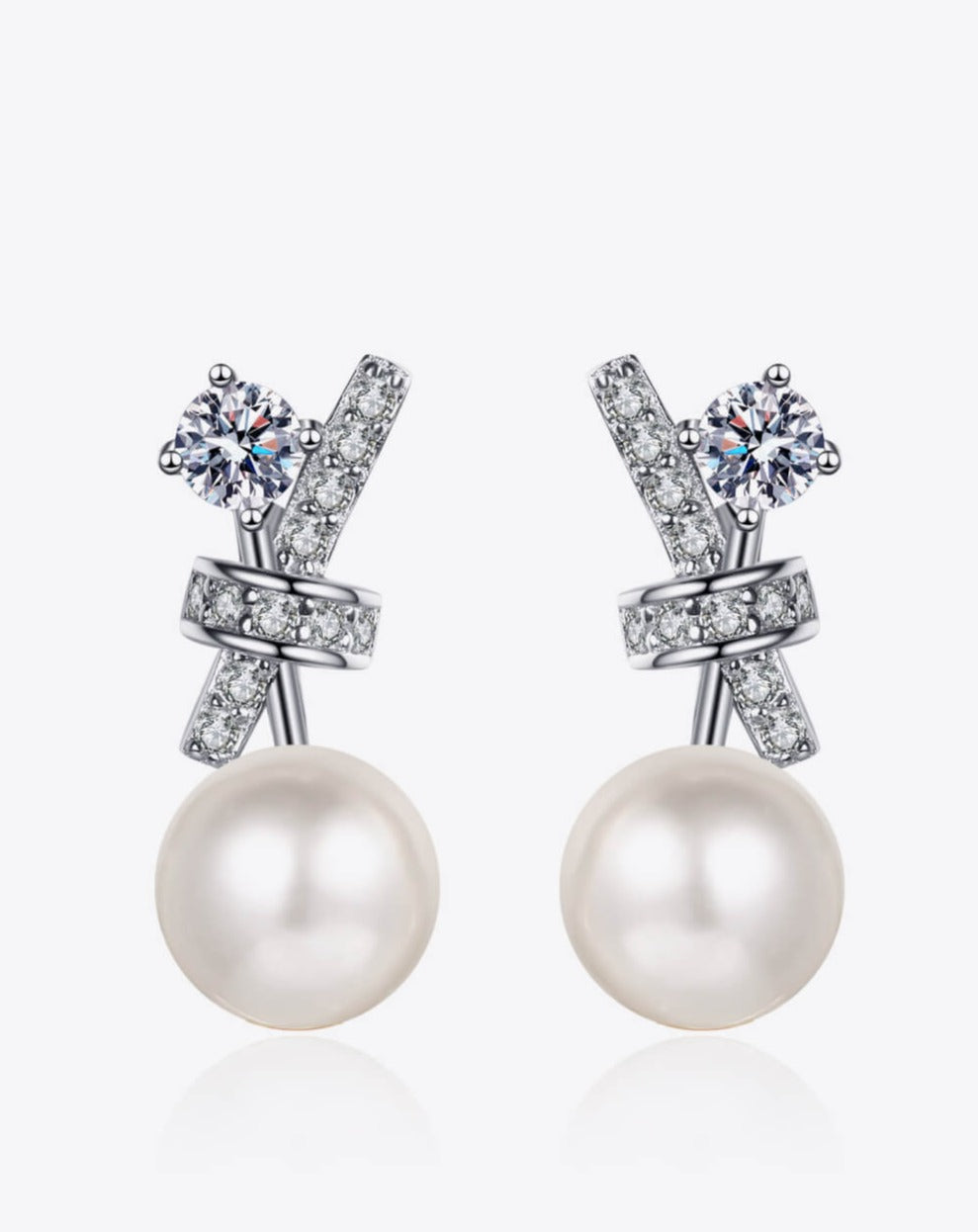 Pearl Moissanite Stud Earrings