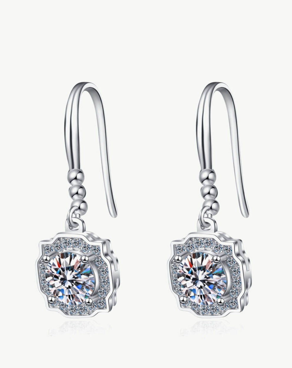 925 Sterling Silver Moissanite Hook Earrings